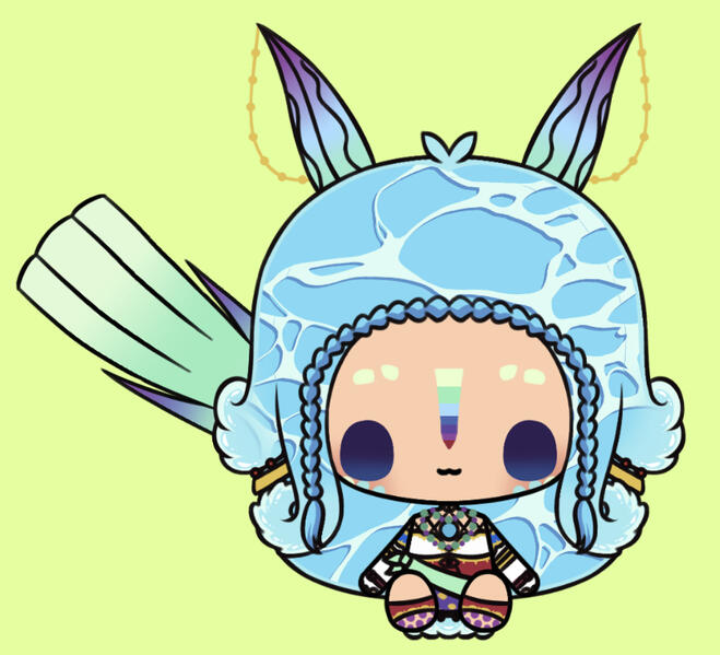 A preview of Nova's chibi model. The preview shows the model sitting with her tail out.